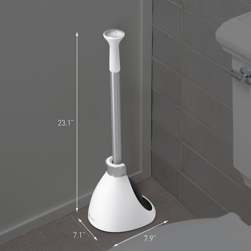 Simplehuman Toilet Plunger and Caddy Stainless Steel, White