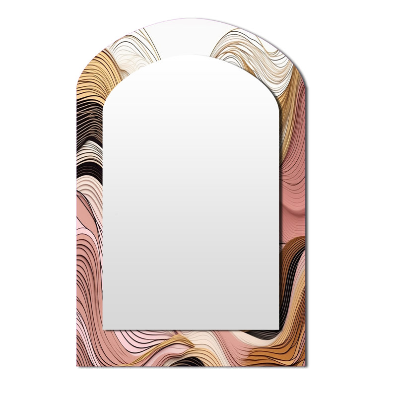 Exploration des lignes abstraites IV - dessin au trait, miroir mural asymétrique unique, miroir arqué moderne, impression d'art en métal
