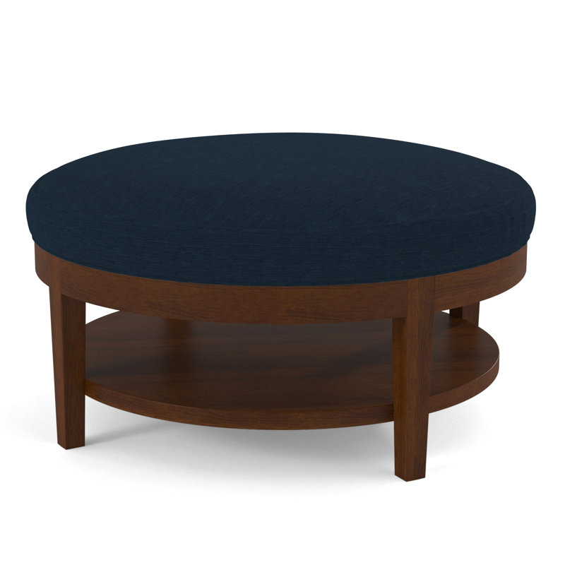 Midtown Upholstered Ottoman, Green and Blue Stripe; 0252-54, Coffee Finish