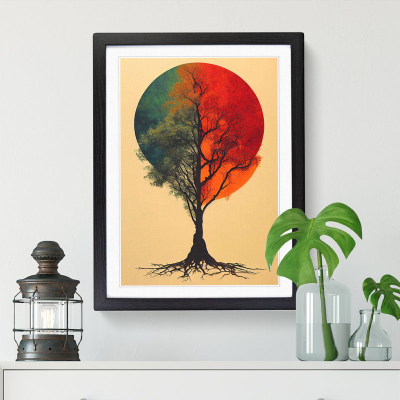 Tree Art Design Vol.2 - Single Picture Frame Print, Black, 64cm H x 46cm W x 2cm D