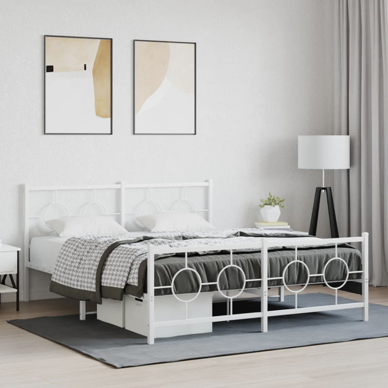 Metal Open-Frame Bed, Queen, White