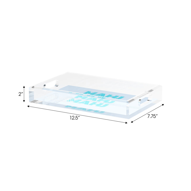 Mahjong Abstract Decorative Tray, 12.5"W x 7.75"D x 2"H, Blue, Rectangle