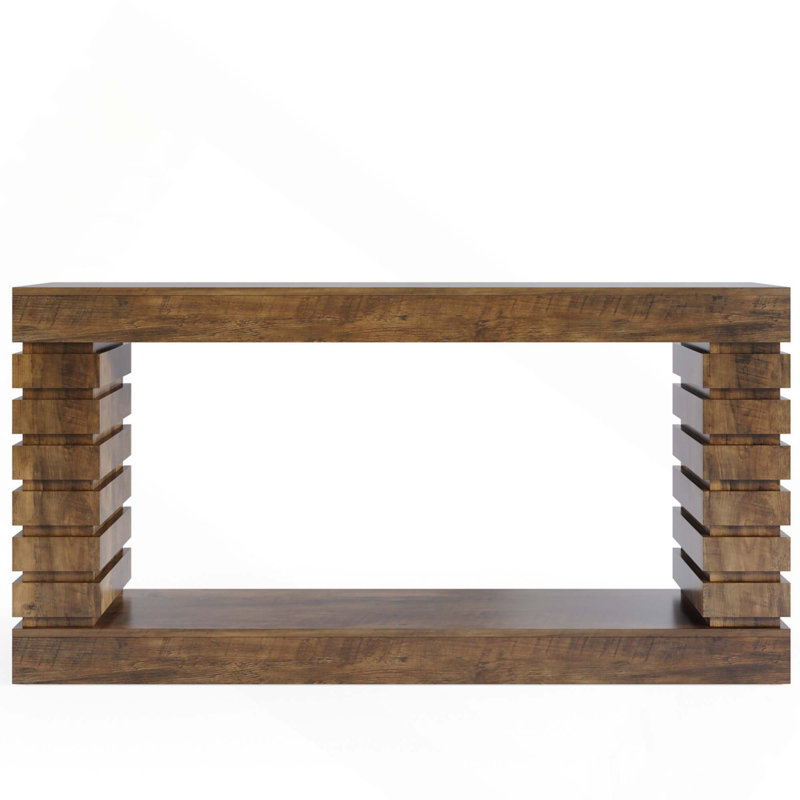 Narrow Brown Wood Console Table With Storage, Perfect For Entryway, Sofa, Hallway, And Living Room