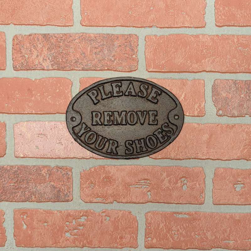 Plaque de décoration murale en fonte rustique, veuillez enlever les chaussures
