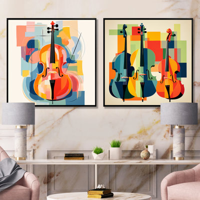 Matisse Double Bass Music Melody I - Music Wall Art Living Room Set Of 2