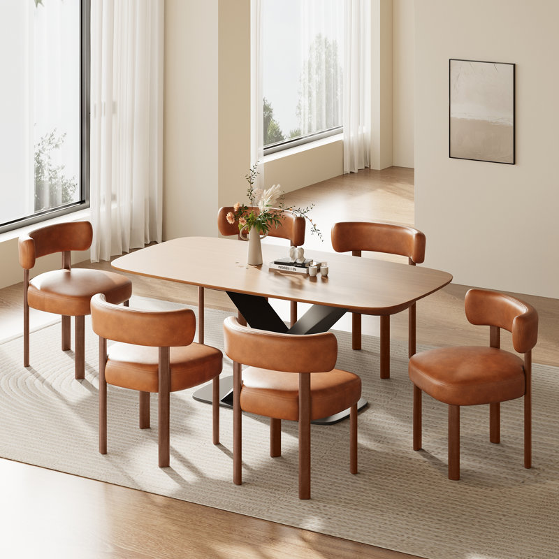 Chaise d'appoint rembourrée en similicuir, Brun