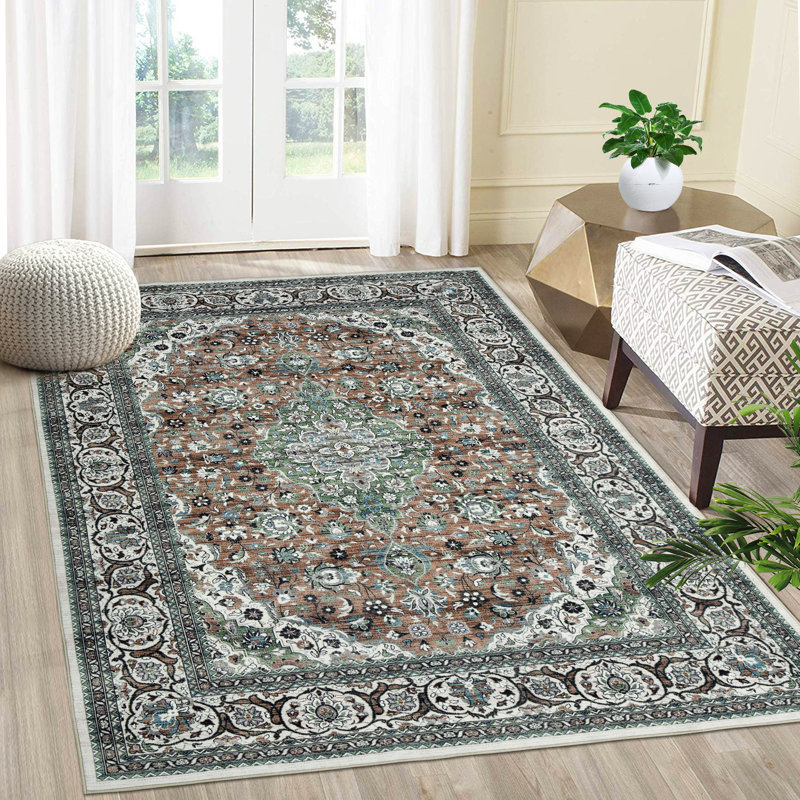 Saveliy Washable Oriental Indoor Rug, Rectangle 8' x 10'