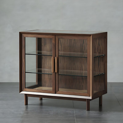 39.37"Japanese-style solid wood brown side cabinet coffee table cabinet