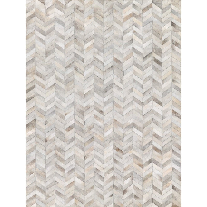 Natural Hide Cowhide Chevron Area Rug, Rectangle 8' x 11'