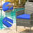 Patio Furniture Set, PE Rattan Wicker 3 Pcs Outdoor Sofa Set,Washable Cushion and Tempered Glass Tabletop, Conversation Furniture for Garden Poolside Balcony(Gray/Blue)-1932642884