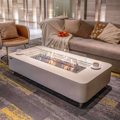 Britani Rectangle Concrete Bio-Ethanol Smokeless Fire Pit Table