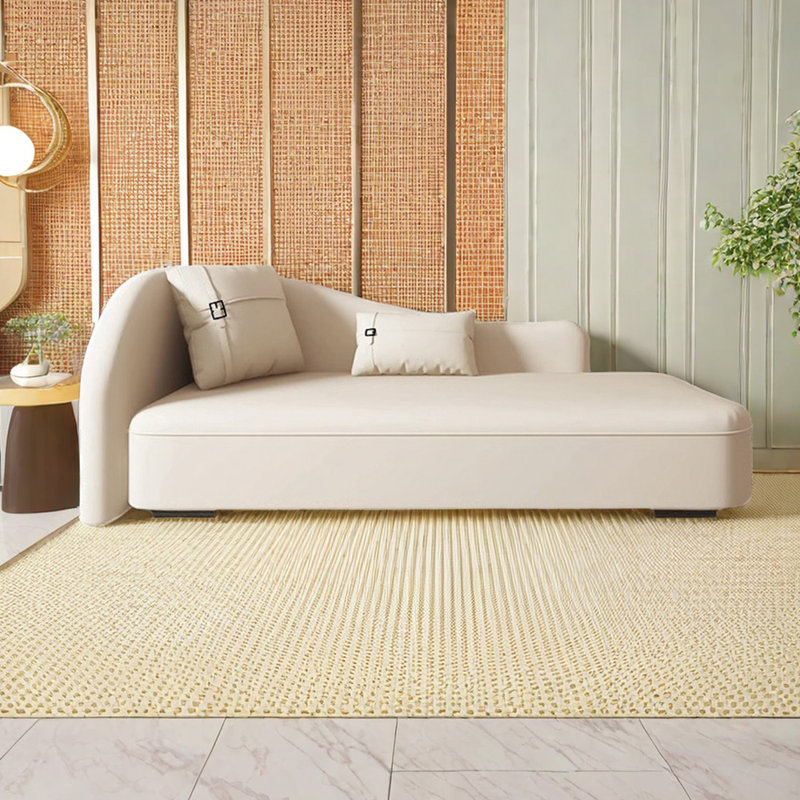 Chaise longue en similicuir Sterline, Accoudoir à gauche (vu de face), Beige