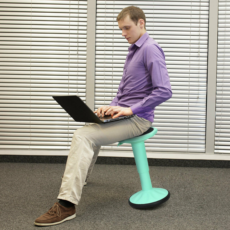 Daniels Adjustable Height Ergonomic Active Stool with, Teal