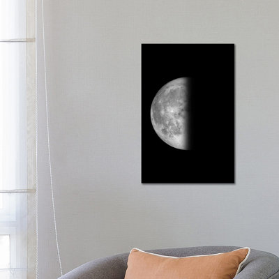 Last Quarter Moon - Black by GetYourNerdOn - Wrapped Canvas Print