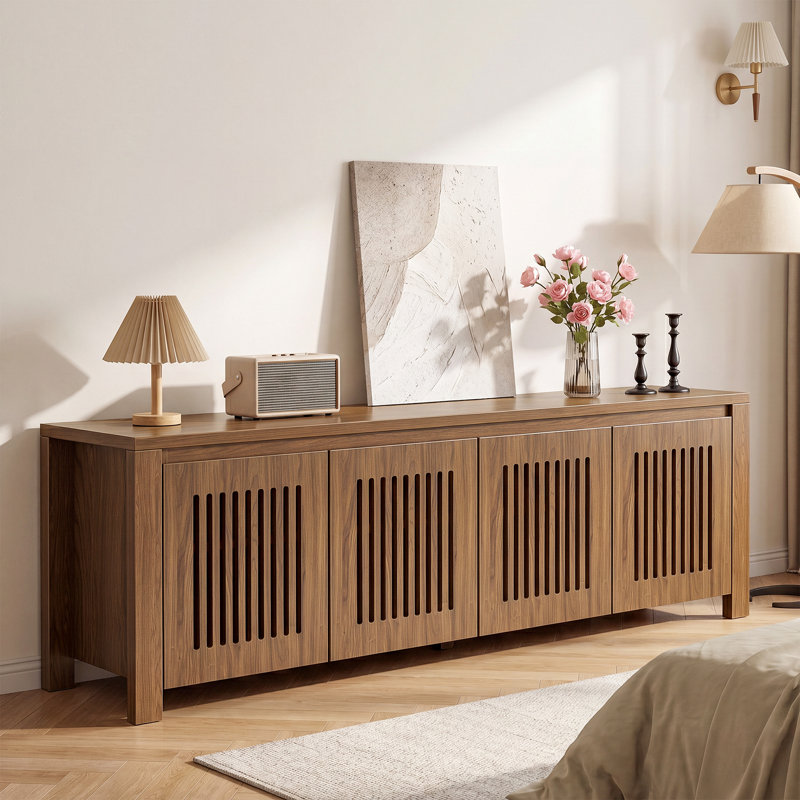 Meuble télé 55 po avec portes pour téléviseur de 65 po, centre de divertissement de ferme avec 8 cubes de rangement pour le salon, la chambre à coucher