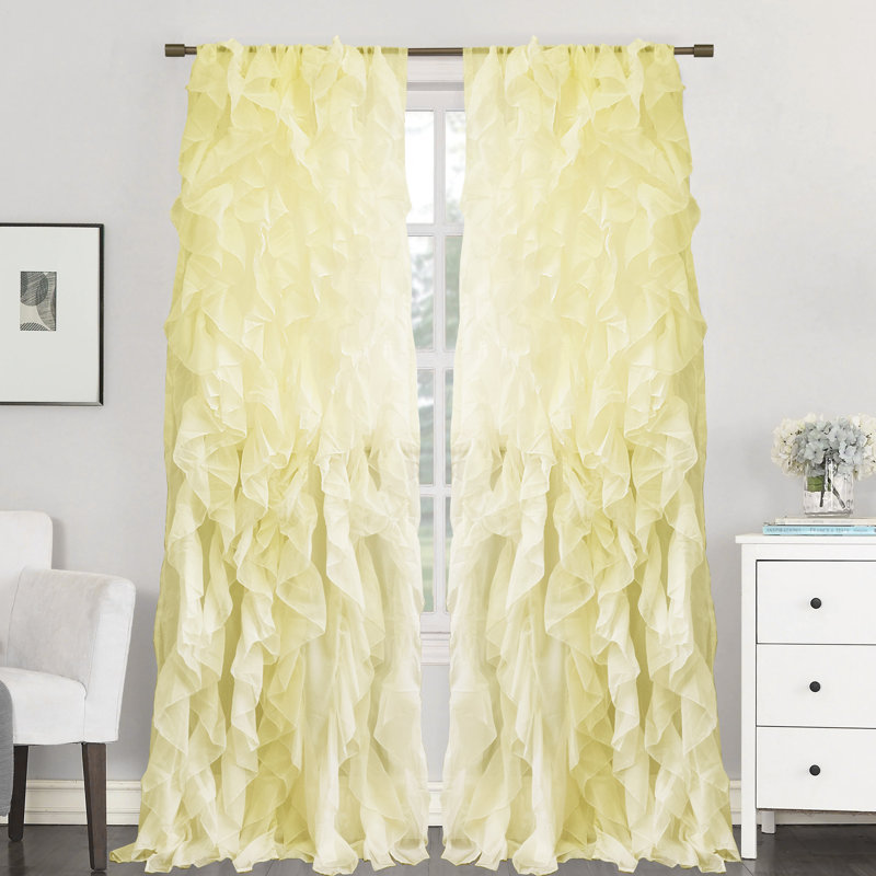 Fulda Semi Sheer Curtain Single Panel, Maize, 50" W x 63" L