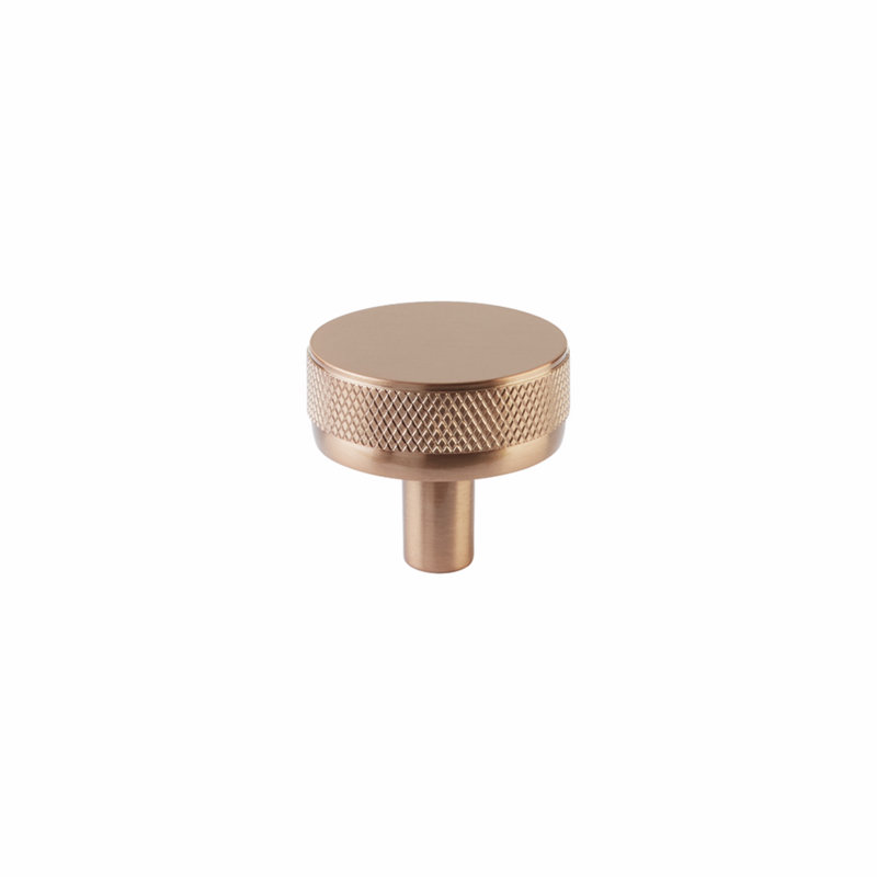 Bouton d'armoire Emtek Select 1-1 / 4 po, tige conique et bouton moleté, Cuivre satiné