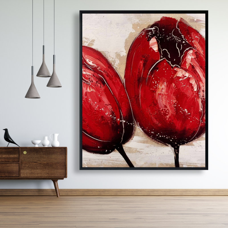 Two Red Tulips Print On Canvas
