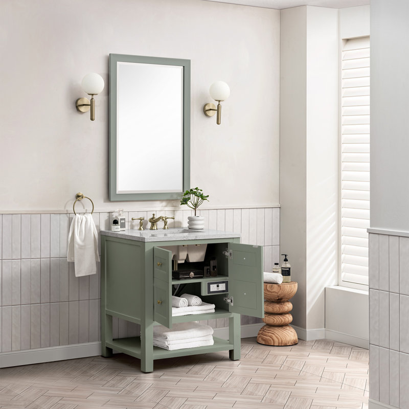 Breckenridge 30'' W Single Vanity, Charcoal Soapstone, Smokey Celadon, 8" Widespread
