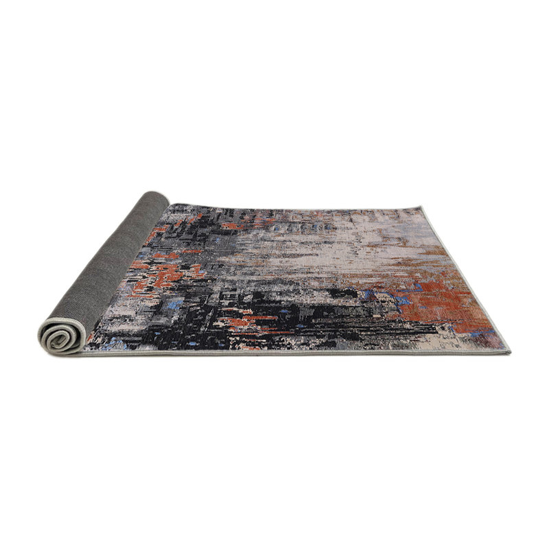 Tapis abstrait gris / beige, Rond 7 pi