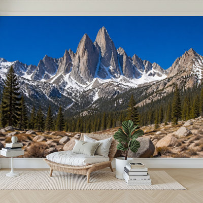 Papier peint adhésif peler et coller mt Whitney Alabama Hills Desert Images Décoration murale en papier autocollant amovible pour salon Chambre H 69 po x l 96 po