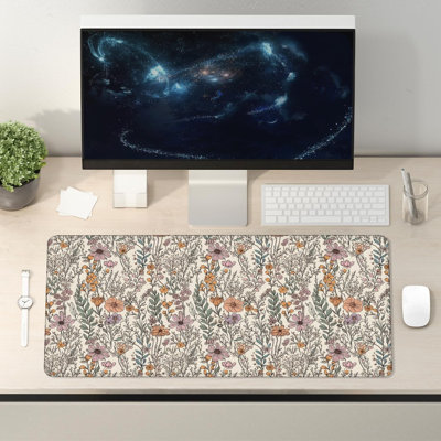 Vintage Rustic Wildflower Floral Large Mouse Pad 11.87x27.56 inch, Retro Cottagecore Botanical Flower Large Extended Computer Desk Mat Mousepad for Keyboard and Mouse, Floral Desk Accessories