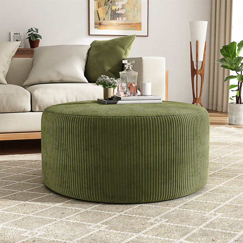 Repose-pieds rembourré rond, Vert olive