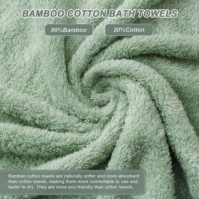 Ensemble de 6 serviettes de bain en mélange de coton Dylynn, Vert