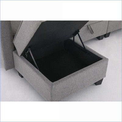 Sectional Sofas, Modular L-Shaped 3-Seater with Convertible Chaise Ottoman &amp; Storage, Dark Gray | Dawn Grey | Standard