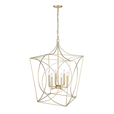 6 - Light Dimmable Lantern Geometric Chandelier