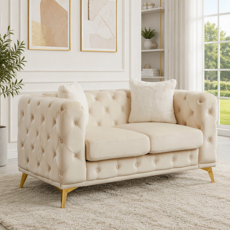 Canapé Chesterfield avec revêtement en velours