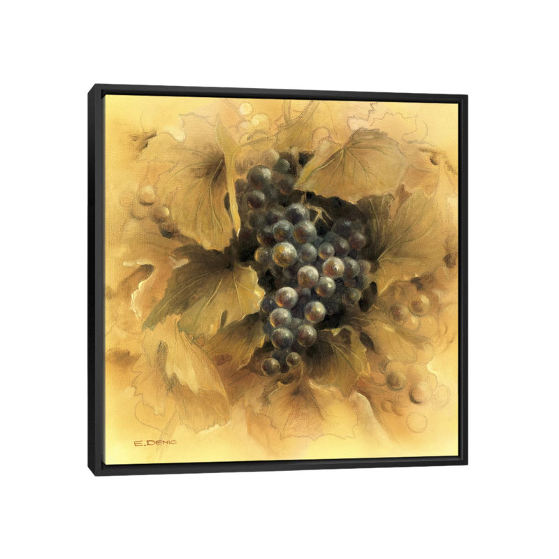 « raisins ii », impression sur toile, H 26 po x l 26 po x P 1,5 po, Toile avec cadre noir, Pas de tapis