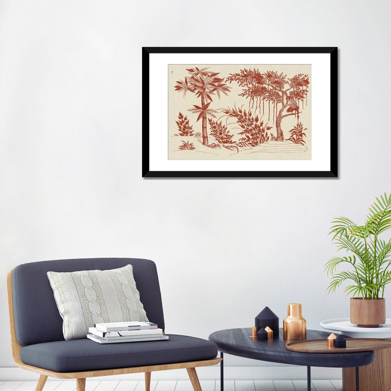 « ornement trees », impression sur toile, H 24 po x l 32 po x P 1 po, Toile avec cadre noir, Blanc