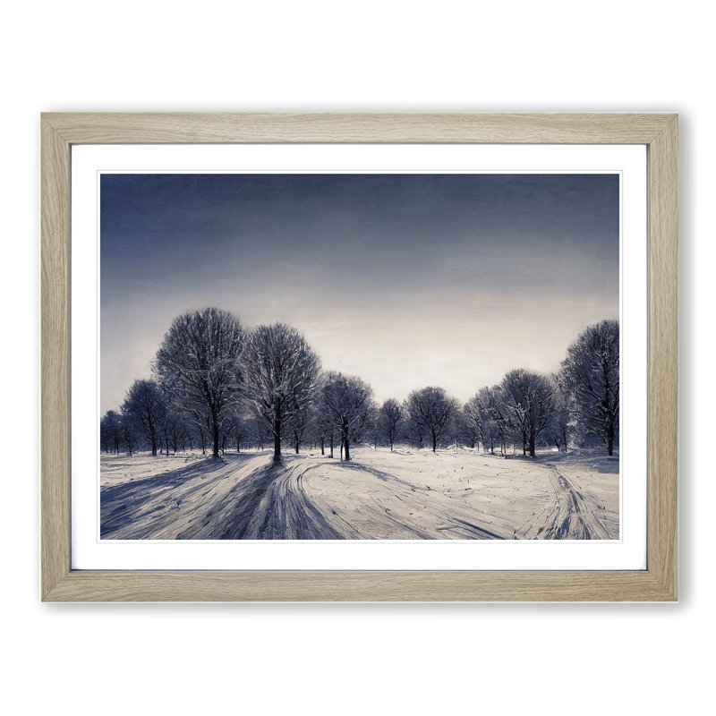 XH1022-10190X Winter Forest Landscape Vol.6 1 Piece Single Picture Frame Wall Art, 25cm H x 34cm W x 2cm D, Oak
