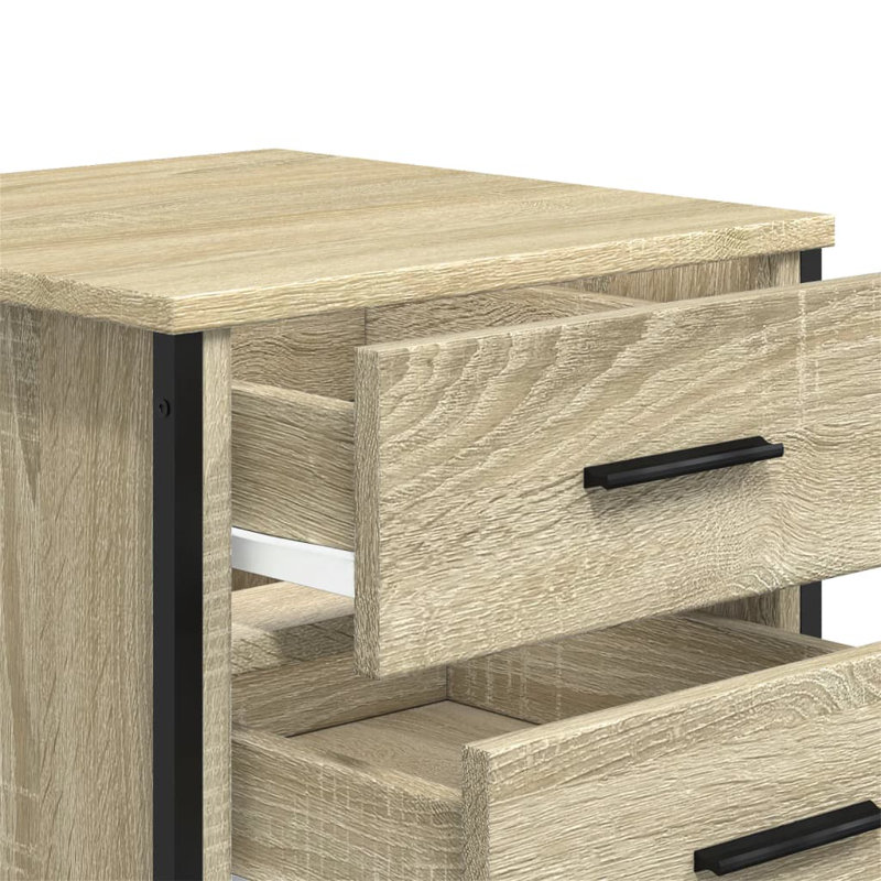 Aimilios 40cm W Metal Bedside Table, Sonoma Oak