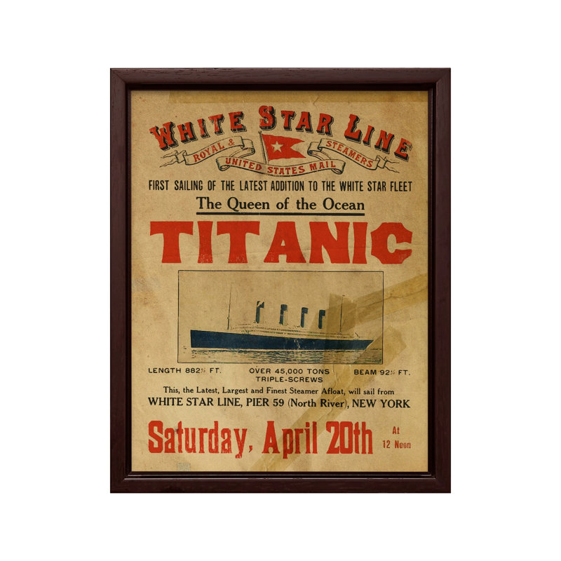 Titanic Queen of the Ocean, H 24 po x l 32 po, Canevas, Encadrement brun