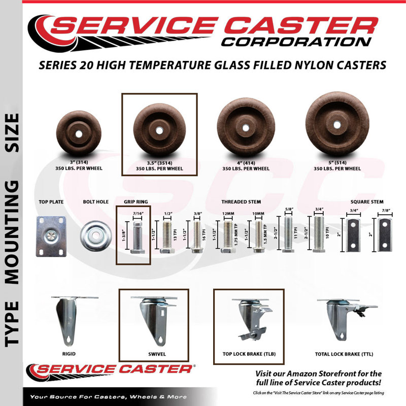 High Temp Glass Filled Nylon Caster