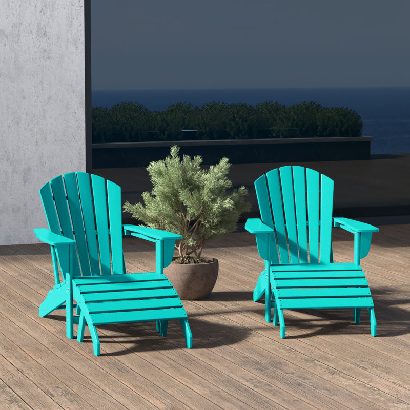 Chaise Adirondack en résine Geoff avec repose-pieds, Turquoise