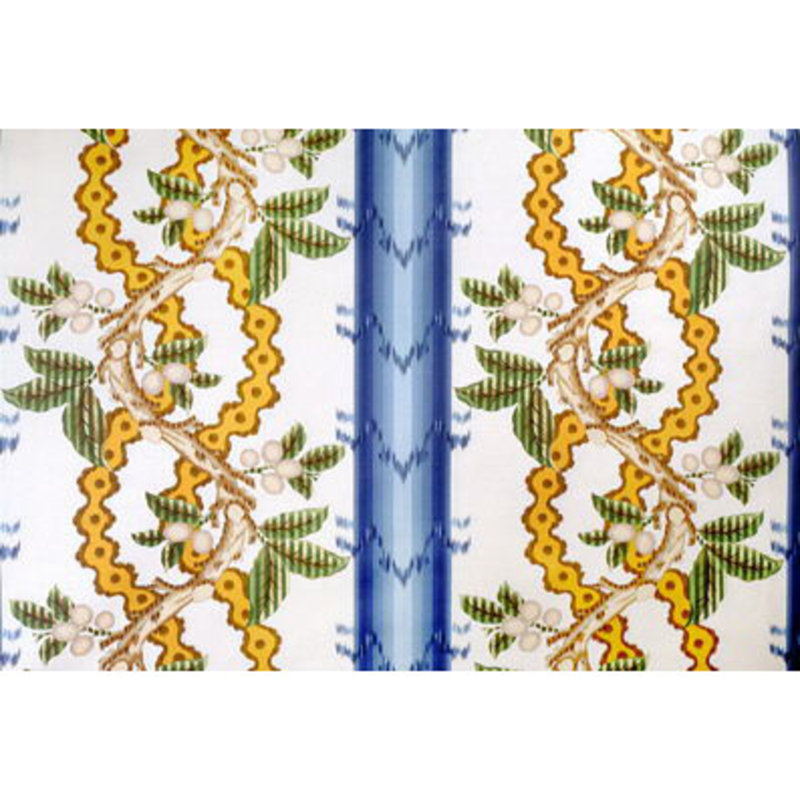 Cevennes Josselin Performance Fabric, Lagoon/Ochre