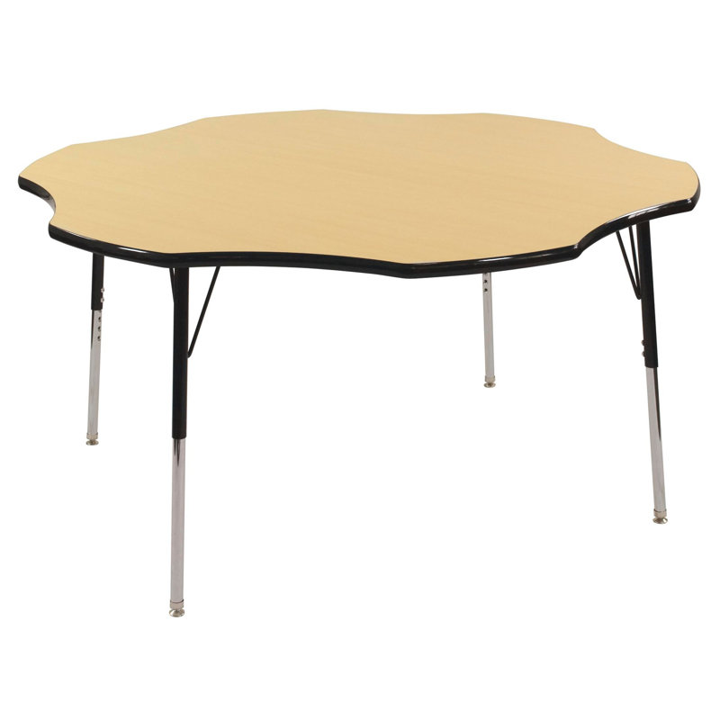Table d'activités 60 "x 60" à moulures en T avec pieds réglables, Érable / noir, Roulement pivotant standard