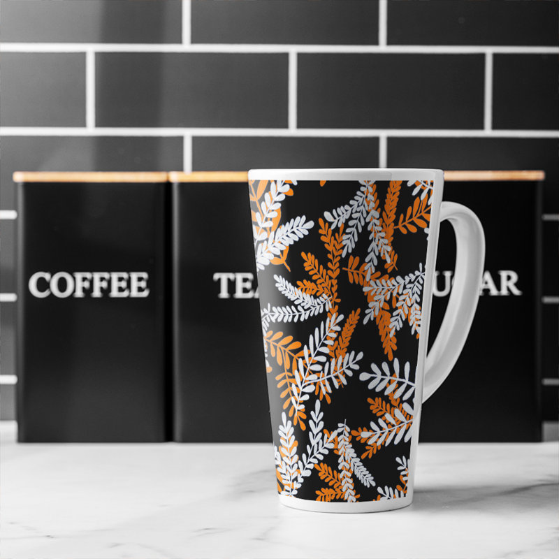 White Olive Leaves Latte Mug