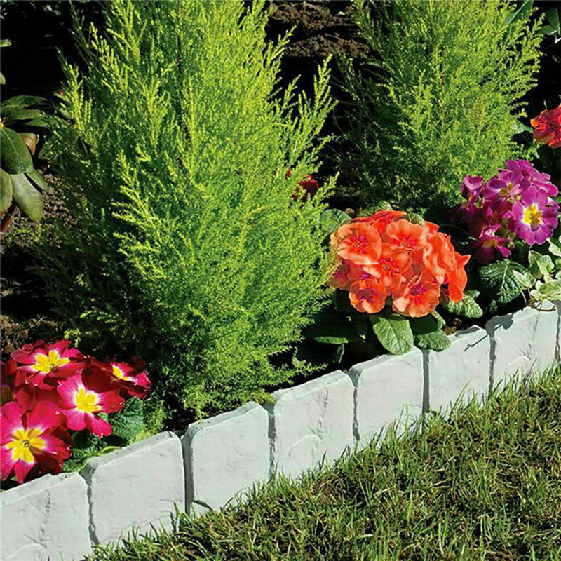 10pcs Garden Fence Imitation Stone Plant Support Stake Outdoor Landscape Edging Decorative Border