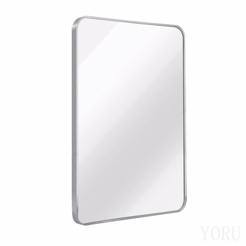 Miroir de salle de bain rectangulaire en métal argenté 24 po x 36 po.