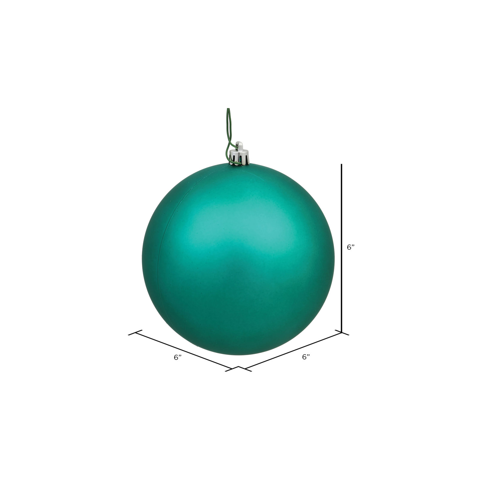 Christmas Ball Ornament, Matte Seafoam, 6" H x 6" W x 6" D