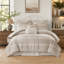 Ensemble de couette 7 pièces King en chambray dentelle jacquard, 264 x 234 cm, avec oreillers-135278198