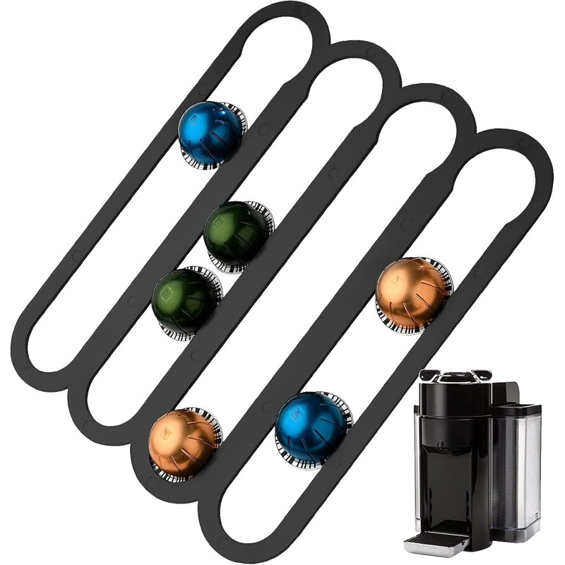 Espresso Black Wall-Mounted Coffee Capsule Holder for 20 Pods