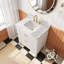 Meuble-lavabo autoportant blanc entièrement assemblé de 30 po avec construction en bois massif et plateau en marbre d'ingénierie