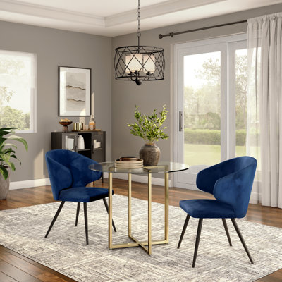 Wadley Glass Top Metal Base Dining Table