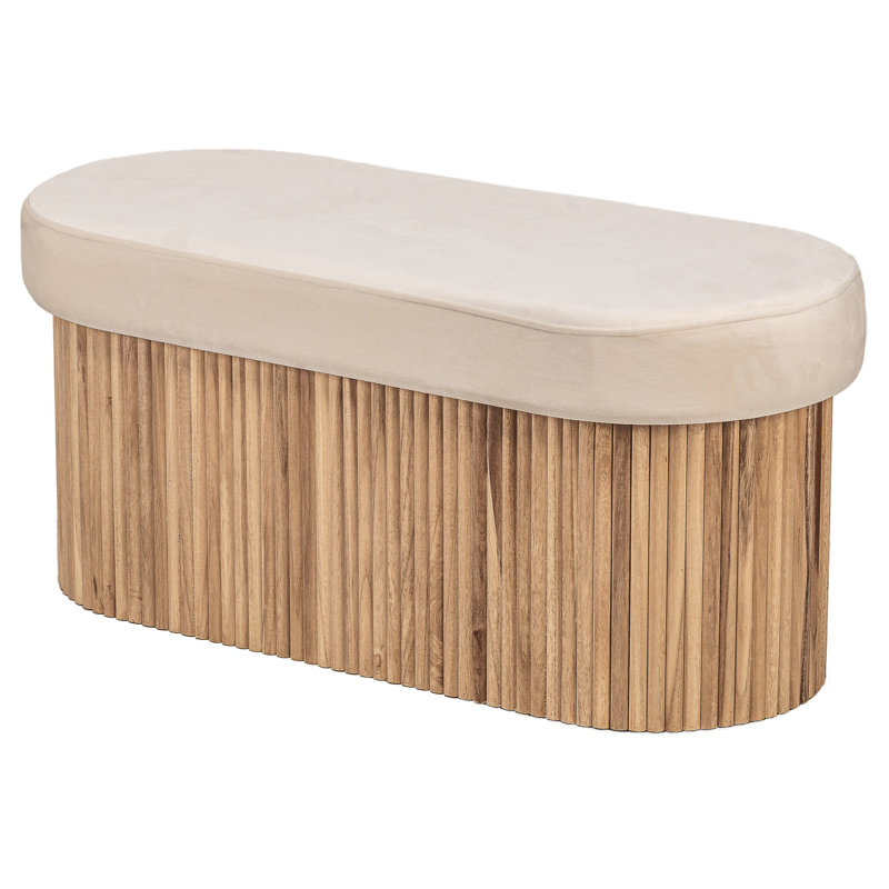 Banc de rangement en velours beige Aguirre