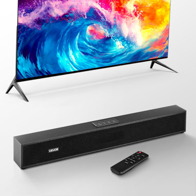 Sound Bar for Smart TV, 2.0 Channel, 24-Inch Compact Soundbar TV Speakers for Projector, Bluetooth AUX Connection, Remote Control, Easy Setup, 80W Surround Sound System for PC Home Theatre Audio